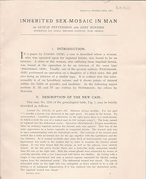 Imagen del vendedor de Inherited Sex-Mosaic In Man by Gustaf Pettersson and Gert Bonnier a la venta por Robinson Street Books, IOBA