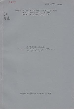 Seller image for Frequency of Dominant Lethal Induced by Radiation in Sperms of Drosophila Melanogaster by Demerec, M. and Fano, U. for sale by Robinson Street Books, IOBA