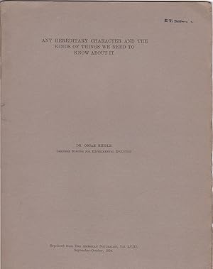 Any Hereditary Characters and the Kinds of things we Need to Know about it by Oscar Riddle