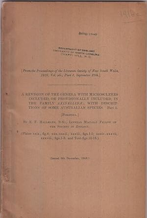 Imagen del vendedor de A Revision of the Genera With Microscleres Included or Provisionally Included, In the Family Axinellidae, with Descriptions made of some Australian Species, Part II. by Hallmann, E.F. a la venta por Robinson Street Books, IOBA