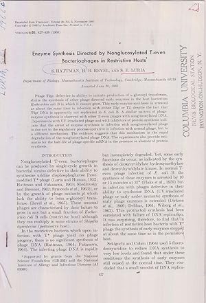 Imagen del vendedor de Enzyme Synthesis Directed by Nonglucosylated T-even Bacteriophages in Restrictive Hosts by Hattman, S., H.R. Revel, S.E. Luria a la venta por Robinson Street Books, IOBA