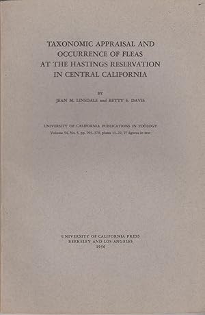 Bild des Verkufers fr Taxonomic Appraisal and Occurrence of Fleas at the Hastings Reservation in Central California by Linsdale, Jean M. and Davis, Betty S. zum Verkauf von Robinson Street Books, IOBA