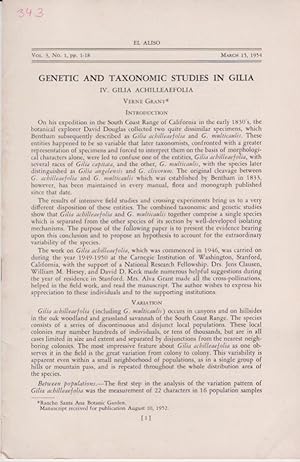 Bild des Verkufers fr Genetic and Taxonomic Studies in Gilia IV. Gilia Achilleaefolia by Grant, Verne zum Verkauf von Robinson Street Books, IOBA