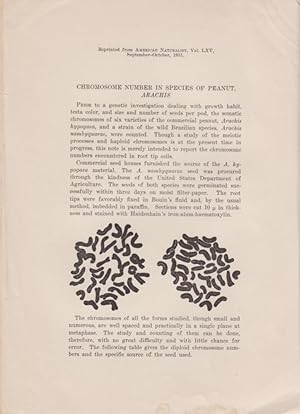 Imagen del vendedor de Chromosome Number in Species of Peanut, Arachis by Husted, Ladley a la venta por Robinson Street Books, IOBA