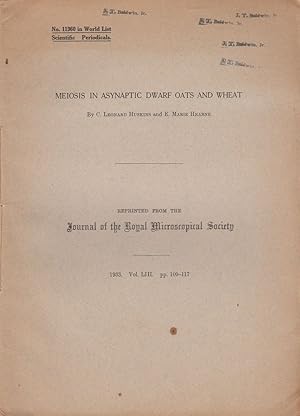 Imagen del vendedor de Meiosis in Asynaptic Dwarf Oats and Wheat by Huskins, C. Leonard and Hearne, E. Marie a la venta por Robinson Street Books, IOBA