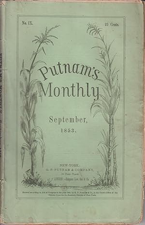 Bild des Verkufers fr Putnam's Monthly September 1853 zum Verkauf von Robinson Street Books, IOBA