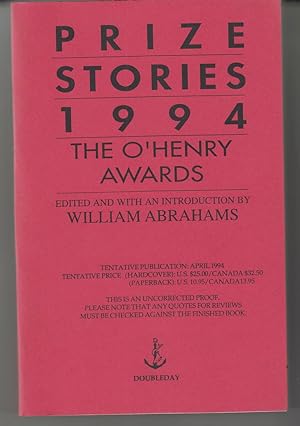 Bild des Verkufers fr Prize Stories 1994 The O'Henry Awards by Abrahams, William editor zum Verkauf von Robinson Street Books, IOBA