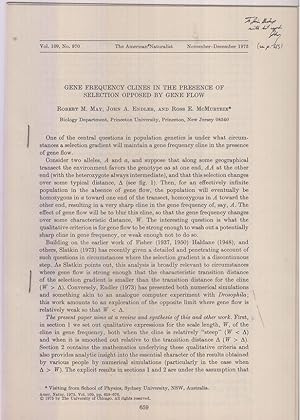 Immagine del venditore per Gene Frequency Clines in the Presence of Selection Opposed by Gene Flow by May, Robert M., John A. Endler, Ross E. McMurtrie venduto da Robinson Street Books, IOBA