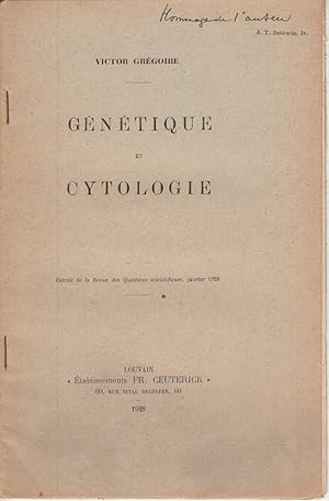 Seller image for Genetique et Cytologie by Gregoire, Victor for sale by Robinson Street Books, IOBA