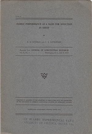 Seller image for Family Performance as a Basis for Selection in Sheep by Ritzman, E.G. and Davenport, C.B. for sale by Robinson Street Books, IOBA