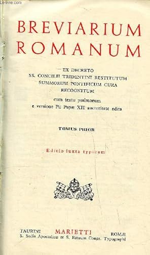 Bild des Verkufers fr Breviarium romanum Tomus prior Editio iuxta typicam zum Verkauf von Le-Livre