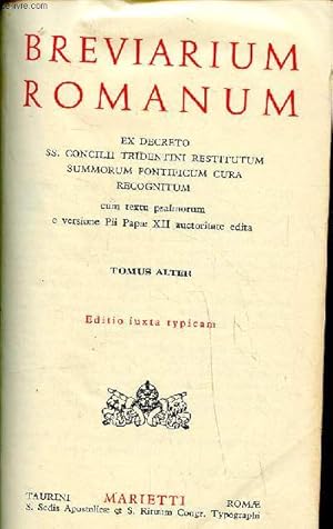 Bild des Verkufers fr Breviarium romanum Tomus alter editio iuxta typicam zum Verkauf von Le-Livre