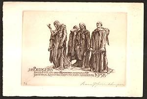 Original-Radierung, signiert - PF 1958 Louis Burgers "Rodin - Die Bürger von Calais"