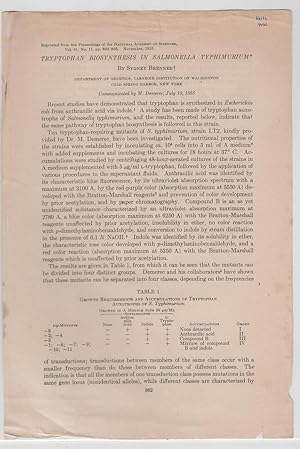 Seller image for TRYPTOPHAN BIOSYNTHESIS IN Salmonella Typhimurium by Brenner, Sydney for sale by Robinson Street Books, IOBA