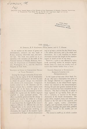 Seller image for The Gene by Demerec, M.; Kaufmann, B.P.; Sutton, Eileen; and Hinton, O.T. for sale by Robinson Street Books, IOBA