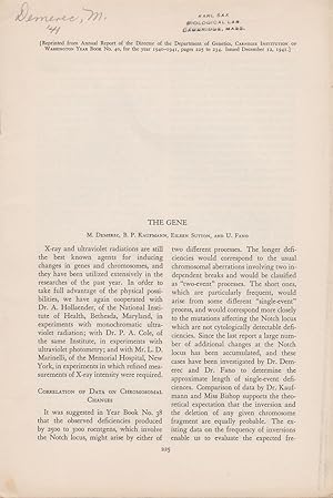 Imagen del vendedor de The Gene by Demerec, M.; Kaufmann, B.P.; Sutton, Eileen; and Fano, U. a la venta por Robinson Street Books, IOBA