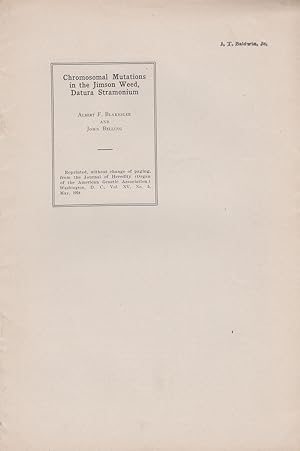 Imagen del vendedor de Chromosomal Mutations in the Jimson Weed, Datura Stramonium by Blakeslee, Albert F. and Belling, John a la venta por Robinson Street Books, IOBA