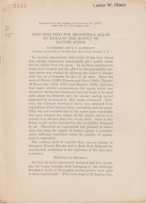 Seller image for Time Required for Drosophila Males to Exhaust the Supply of Mature Sperm by Demerec, M. and Kaufmann, B.P. for sale by Robinson Street Books, IOBA