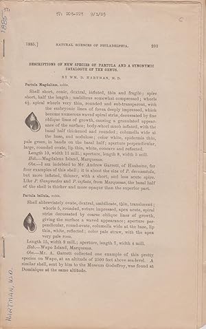 Bild des Verkufers fr Descriptions of New Species of Partula and a Synonymic Catalogue of the Genus by Hartman, Wm. D. zum Verkauf von Robinson Street Books, IOBA