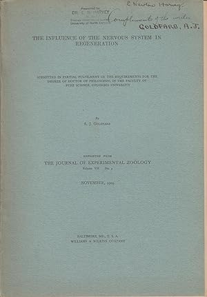 Bild des Verkufers fr The Influence of the Nervous System in Regeneration by Goldfarb, A.J. zum Verkauf von Robinson Street Books, IOBA