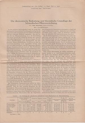 Imagen del vendedor de Die Okonomische Bedeutung und Theoretische Grundlage der Schwedischen Pflanzenzuchtung by Muntzing, Arne a la venta por Robinson Street Books, IOBA