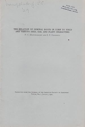 Imagen del vendedor de The Relation of Seminal Roots in Corn to Yield and Various Seed, Ear, and Plant Characters by Mangelsdorf, P.C. and Goodsell, S.F. a la venta por Robinson Street Books, IOBA