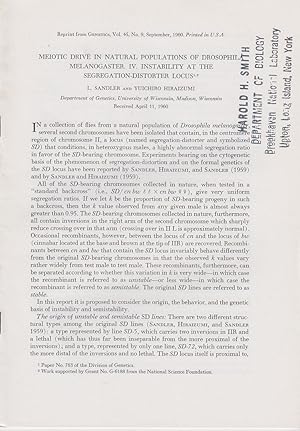 Seller image for Meiotic Drive in Natural Populations of Drosophila Melanogaster. IV. Instability at the Segregation-Distorter Locus by Sandler, L. and Hiraizumi, Yuichiro for sale by Robinson Street Books, IOBA