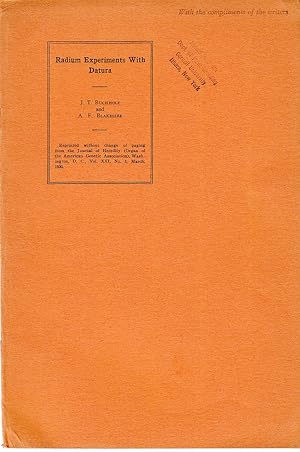 Imagen del vendedor de Radium Experiments with Datura by Buchholz, J. T., Blakeslee. A. F. a la venta por Robinson Street Books, IOBA