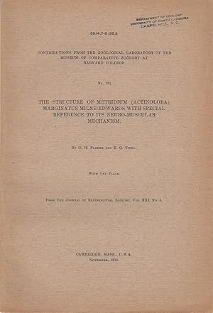 Imagen del vendedor de The Structure of Metridium (Actinoloba) Marginatus Milne-Edwards with Special Reference to its Neuro-Muscular Mechanism by Parker, G. H. and Titus, E.G. a la venta por Robinson Street Books, IOBA