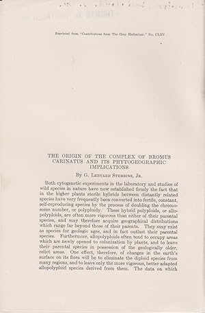 Seller image for The Origin of the Complex of Bromus Carinatus and its Phytogeographic Implications by Stebbins, G. Ledyard Jr. for sale by Robinson Street Books, IOBA