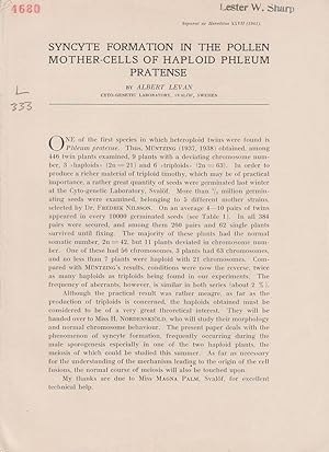 Seller image for Syncyte Formation in the Pollen Mother-Cells of Haploid Phleum Pratense by Levan, Albert for sale by Robinson Street Books, IOBA