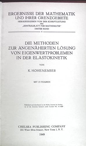 Seller image for Die Methoden zur angenherten Lsung von Eigenwertproblemen in der Elastokinetik. Ergebnisse der Mathematik und ihrer Grenzgebiete Erster Band 4 for sale by books4less (Versandantiquariat Petra Gros GmbH & Co. KG)