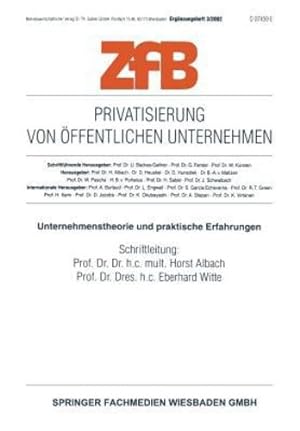 Imagen del vendedor de Privatisierung von öffentlichen Unternehmen: Unternehmenstherorie und praktische Erfahrungen (ZfB Special Issue) (German Edition) [Paperback ] a la venta por booksXpress