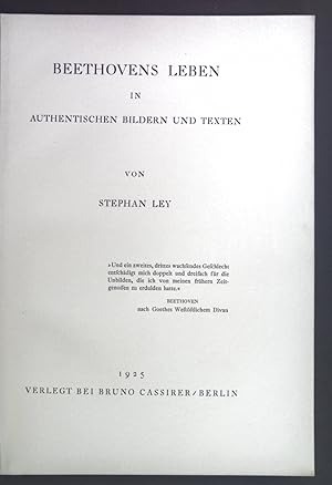 Bild des Verkufers fr Beethovens Leben in authentischen Bildern und Texten. zum Verkauf von books4less (Versandantiquariat Petra Gros GmbH & Co. KG)