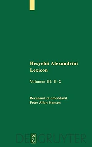 Immagine del venditore per Hesychii Alexandrini Lexicon (Sammlung Griechischer Und Lateinischer Grammatiker (Sglg)) (German Edition) [Hardcover ] venduto da booksXpress