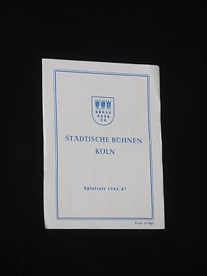 Bild des Verkufers fr Programmzettel Stdtische Bhnen Kln 1946/ 47. DER TROUBADOUR nach Cammerano von Verdi (Musik). Musikal. Ltg.: Wolfgang von der Nahmer, Insz.: August Griebel, Bhnenbild: Walter Gondolf. Mit Felix Knpper, Charlotte Hoffmann-Pauels, Irmgard Gerz, Reinhard Engels, Gerhard Grschel, Jutta Gilbert, Werner Alsen, Albert Bolz, Johannes Tschub zum Verkauf von Fast alles Theater! Antiquariat fr die darstellenden Knste