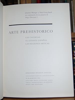 Imagen del vendedor de ARTE PREHISTORICO. Las Cavernas. El Levante Espaol. Las Regiones Articas. Primera edicin en espaol a la venta por Fbula Libros (Librera Jimnez-Bravo)