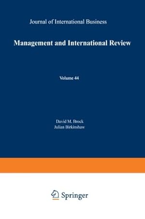 Imagen del vendedor de Management and International Review (mir Special Issue) [Paperback ] a la venta por booksXpress