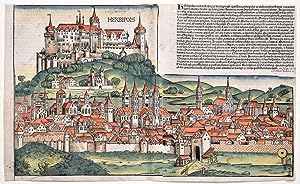 Herbipolis [1493]. [Altkolorierter Original-Kupferstich / original copper engraving].