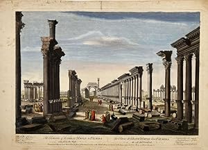 The Remains of the Great Temple in Palmira seen from the West. [Um 1780]. [Altkolorierter Origina...