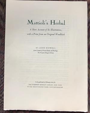 Mattioli's Herbal (Prospectus Whittington Press)