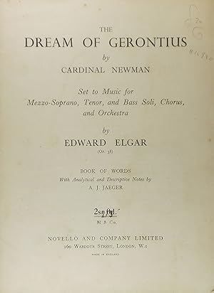 The Dream of Gerontius by Edward Elgar, Book of Words with Analytical and Descriptive Notes