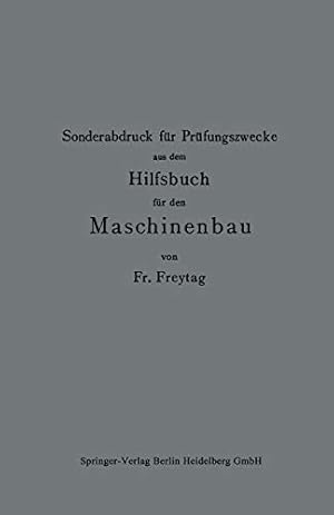 Image du vendeur pour Sonderabdruck Für Prüfungszwecke Aus Dem Hilfsbuch Für Den Maschinenbau (German Edition) [Soft Cover ] mis en vente par booksXpress