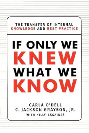 Immagine del venditore per If Only We Knew What We Know: The Transfer of Internal Knowledge and Best Practice by Grayson, C. Jackson, O'dell, Carla [Paperback ] venduto da booksXpress