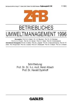 Immagine del venditore per Betriebliches Umweltmanagement 1996 (Zeitschrift für Betriebswirtschaft) (German Edition) [Paperback ] venduto da booksXpress