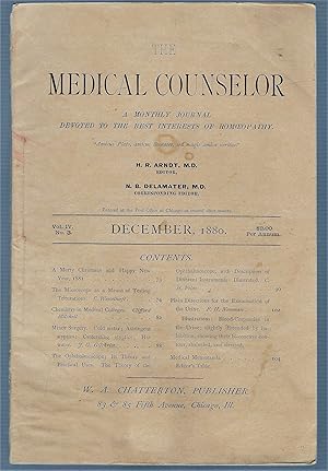 Imagen del vendedor de The Medical Counselor, Volume IV, No. 3, December, 1880 a la venta por Legacy Books II