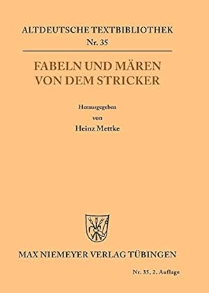 Image du vendeur pour Fabeln Und Mären Von Dem Stricker (Altdeutsche Textbibliothek) (German Edition) [Soft Cover ] mis en vente par booksXpress