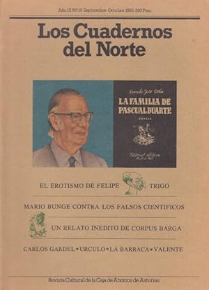 Bild des Verkufers fr LOS CUADERNOS DEL NORTE N15. 1982. EL EROTISMO DE FELIPE TRIGO; MARIO BUNGE CONTRA LOS FALSOS CIENTFICOS Y OTROS zum Verkauf von Librera Vobiscum