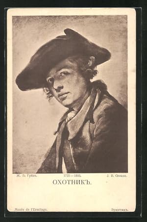 Bild des Verkufers fr Ansichtskarte Portrait eines Herren, J. B. Greuze, Muse de l'Ermitage, Rotes Kreuz Russland zum Verkauf von Bartko-Reher