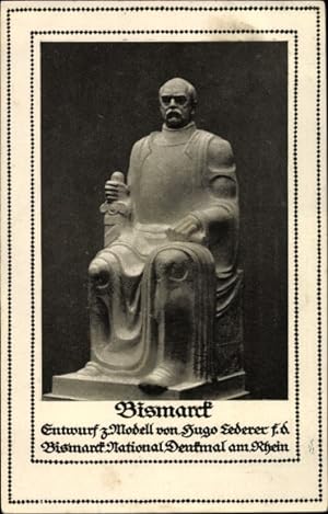 Ansichtskarte / Postkarte Fürst Otto von Bismarck, Nationaldenkmal, Modell von Hugo Lederer